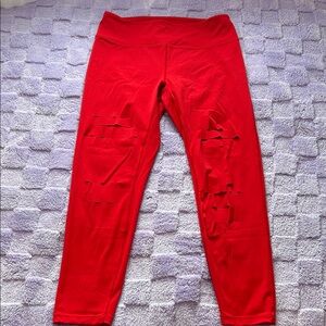 ZYIA Active Vibrant Red “slash” luxe Leggings